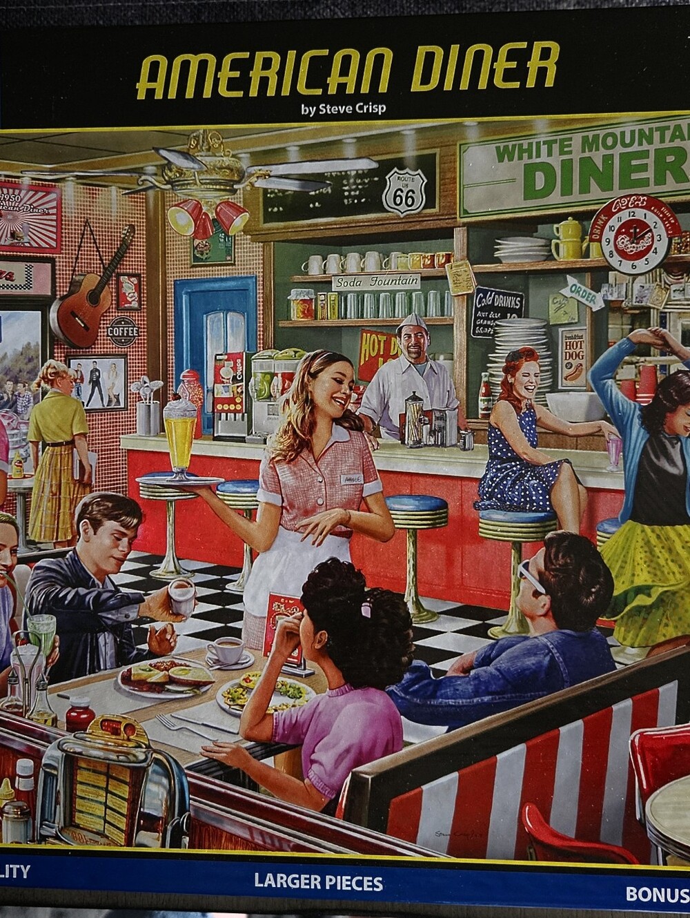 White Mountain American Diner Vintage Puzzle Art Print 1000 Pc Poster Included